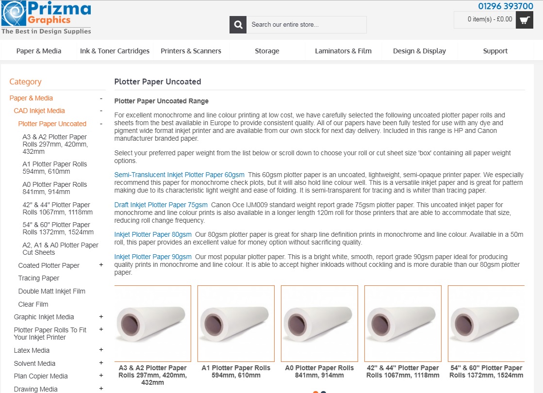 For both coated and uncoated plotter paper, Prizma Graphics should be your top choice For both coated and uncoated plotter paper, Prizma Graphics should be your top choice