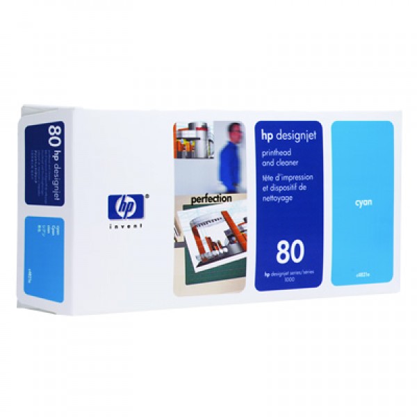 HP 80 C4821A Cyan Print Head + Cleaner 