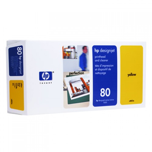 HP 80 C4823A No 80 Yellow Print Head + Cleaner