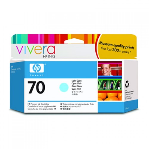 HP 70 C9390A Light Cyan Ink Cartridge 130ml for HP Designjet Z2100, Z3100, Z3200 & Z5200