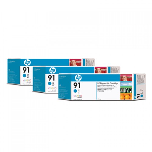 HP 91 C9483A Cyan Ink Cartridge Triple Pack x 775ml for HP Designjet Z6100