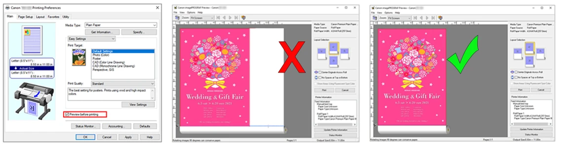 “Print preview” on your Canon ImagePROGRAF printer can help you get the exact results you want